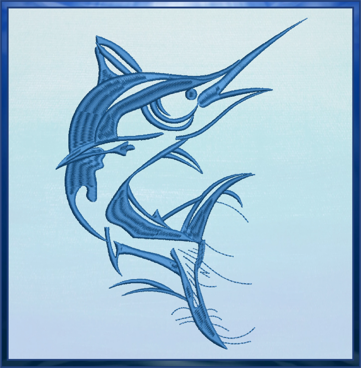 Pacific Blue Marlin Machine Embroidery Design, North Atlantic Swordfish
